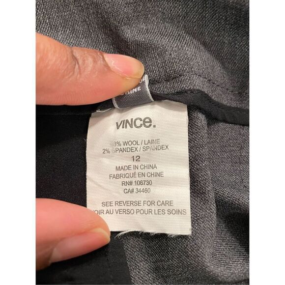 Vince Pant Womens 12 Monochromatic Tuxedo Straight Leg Gray Melange Work - Picture 5 of 11